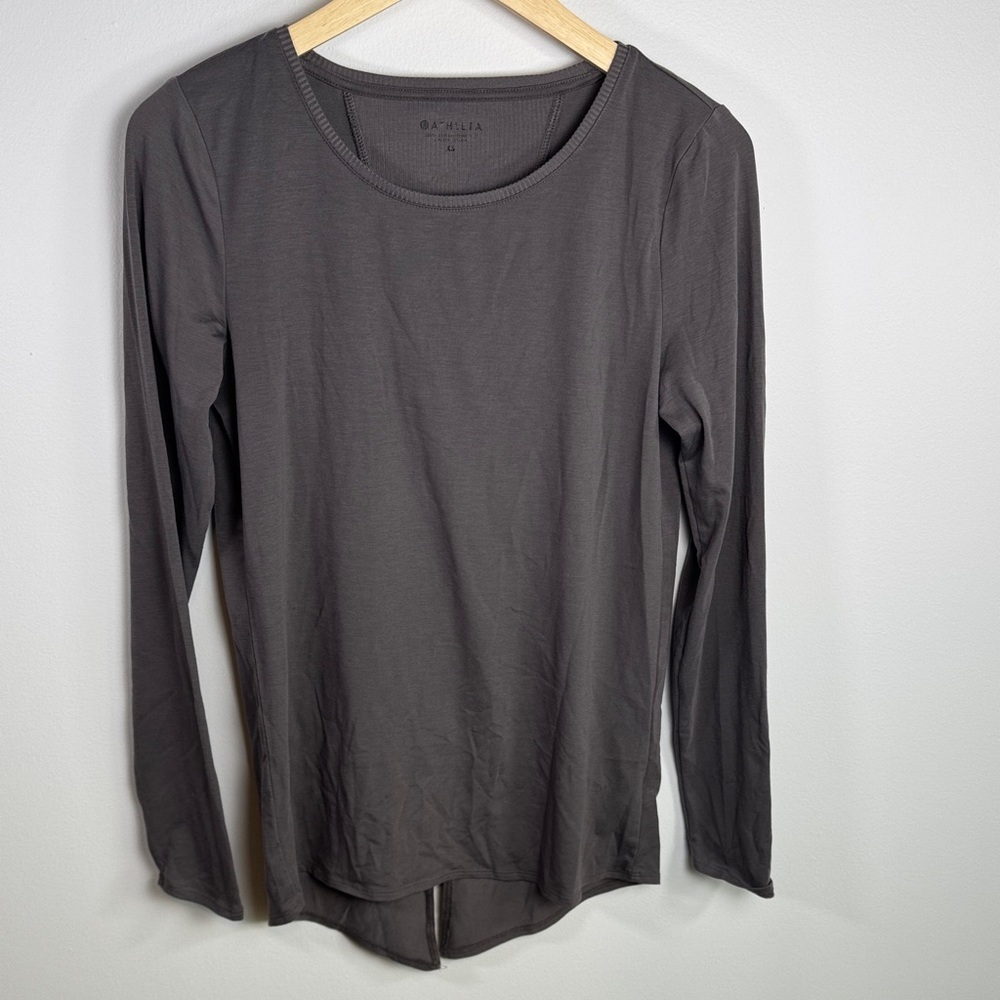 Athleta Essence Semi Fitted Long Sleeve Split Back Charcoal Grey XS